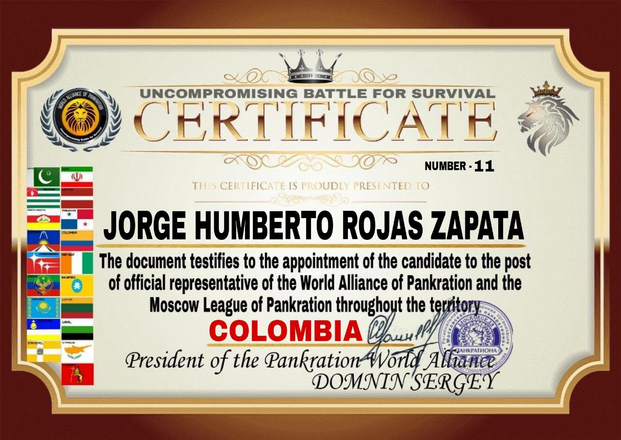 Certificate — Uncompromising Battle for Survival, Colombia, № 11