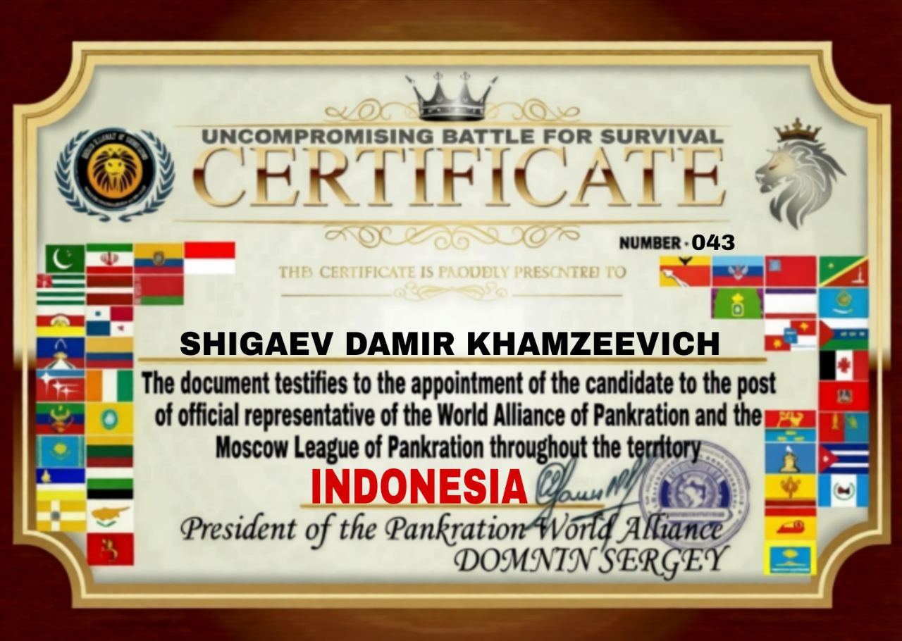 Certificate — Uncompromising Battle for Survival, Indonesia, № 043